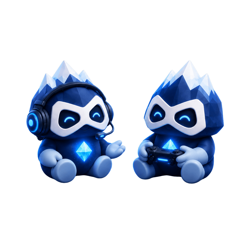 Gamersberg yeti mascot wearing headphones
